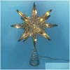 Decorazioni natalizie Albero Led Star Topper Decorazione a batteria Treetop Appeso Ornamento di Natale Drop Delivery Giardino domestico Festi Dhyye