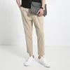 Pantalones de hombre 2023 primavera y verano estilo fino tendencia 9 puntos Casual recto cintura elástica cordón cómodo