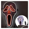 Party Masks Designer Glowing Face Mask Halloween Decorations Glow Cosplay Coser Pvc Material Led Lightning Women Men Costumes For Ad Dhu5X