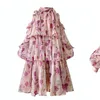 캐주얼 드레스 여성 의류 2023 세련된 봄 여름 프랑스 스타일 플로럴 스위트 랜턴 슬리브 틈새 요정 꽃 드레스