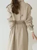 Damskie okopy płaszcze kobiety podwójnie wygrany długi płaszcz sprężyna swobodna elegancka luźna moda mody mody wiatrówki kurtki femme Tops