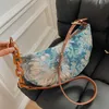 Shoulder Bags Flowers Pattern for Women Casual Chains Hobos Designer Brand Ladies Handbags New Crossbody Girls Sac 230116