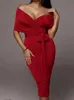 Women's Jumpsuits & Rompers Sexy Off Shoulder Wrap Lace-up Blouse And Mid Skirt Set Office Elegant Outfit Summer Women Fashion Solid Bodycon