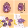 Charms Natural Gem Stone Amethyst Gold Plated Facets Pendant For Diy Necklace Oval Cabochon Healing Charm Female Jewelrycharms Drop Otnin