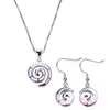 Collier boucles d'oreilles ensemble forme spirale plaqué argent 4 couleurs Opalite opale pendentif goutte mode