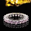 Klusterringar 2023 Luxury Black Pink Green Silver Color Estetic Wedding Band Eternity Ring for Women Gift Finger Jewelry R5696