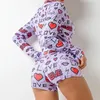 Rompers de macacões femininos YK2 Sexy Impressa Macacão de Machono Longo de Manga Longa Vota de Armilha de Armazenamento Vagador de Armazenamento Vacada de Armazeira Vacada de Nightwear