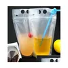 Garrafas de água 24h Navio 100pcs Bolsas de bebida clara Bolsas com zíper fosco de plástico stand -up de plástico com suporte ST Reclosable Heatpro dhxg0
