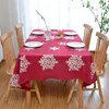 Table Cloth Christmas Red Snow Dining Cover Rectangle Round Tablecloths Desktop For Restaurant Household Decoration