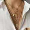 Collane con ciondolo Donna Mti Strato Collana Stacked Ritratto Cuore in rilievo Rose Croce Vintage Drop Delivery Gioielli Pendenti Dhrdl