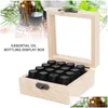 Storage Boxes Bins 16/25/36/64 Slots Wooden Essential Oil Box Carry Organizer Bottles Container Case Drop Delivery Home Garden Hou Dh7Dr