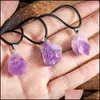 Arts And Crafts Natural Amethyst Crystal Pendant Love Gift Chakra Healing Reiki Mineral Quartz Energy Rough Stone Necklace Drop Deli Otes7