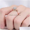 Cluster Rings Sier Zircon Rotatable Plated Anniversary Gift Ring Fashion Inlaid Cubic Zirconia Open Womens Jewelry Drop Delivery Dh14Q