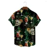 Herren Freizeithemden 2023 Sommer Herren Vintage Hawaiian Skull Flower Shirt Print 3D Cardigan Beach Fashion Polo