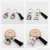 Andere feestelijke feestbenodigdheden Sublimatie Tassel Keychain Lovers Keychains For Favor Pendant Metal Heat Transfer Xmas Decoration Ke DHDW4