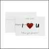 Cartes de voeux Valentine Card Coeur Lettres imprimées Bronzage avec enveloppe Cadeau d'anniversaire de mariage DIY Drop Livraison Home Garden Fe Dhtts