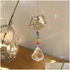 Décorations de jardin fabriquées à la main Rainbow Glass Crystal Perles Chakras Garland Sun Catcher Ball Pendentif DIY Lustre Centre Partie Drop Dhyut