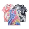Men's T Shirts Summer Gradient Short Sleeve Man Hipster Trend Cotton Tie-Dye Color Loose Casual Streetwear Male Tops Tees Individual Design