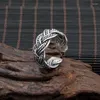 Cluster Rings FNJ Rope Ring 925 Silver Jewelry Fashion S925 Sterling Flower For Men Women Adjustable Size 7.5-10 Bague