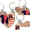 Party Favor Stock Metal Key Buckle Sublimation Blank Söt DIY Mönsterkedja MDF Love Heart Wing Shape Knapsack Ring Gift Drop Delive Dhi6k