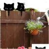 Décorations de jardin 2pcs Halloween Black Cat Metal Sign Yard Pelouse Silhouettes extérieures avec piquets Drop Livraison Home Patio Dhwml