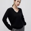 Pulls pour femmes Haut de gamme Hiver Abricot Pull en tricot Femmes Noir Cachemire Pull Femme Manches longues Col V Ample Chaud