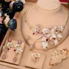 Necklace Earrings Set Kellybola Jewel 2023 Exclusive High-Quality Gorgeous Large Bunch Of Flowers Zircon Jewelry Bridal Wedding 4PCS