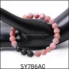 Beaded Strands 8mm Red Weathered Agate Stone Pärled Strand Armband Lava Round Pärlor Armband Healing Energy Yoga för män Kvinnor Yu Dhnmz