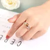 Bröllopsringar Original Cirrus Leaves For Women Rose Golden Plated Zircon Fashion Party Ring Elegance Accessories