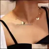 Chokers Vintage Chain Pendant Butterfly Necklace For Women Layered Charm Choker Necklaces Boho Beach Jewelry Gift Drop Delivery Penda Otltj
