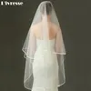 الزفاف حجاب العاج حافة الشريط ثنائي الطبقات تول فويل ماري ماري أصابع الزفاف حجاب الزفاف