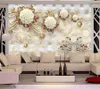 Beibehang Papel de Parede Custom Photo Wall Paper 1Square Meter大フレスコ3Dラグジュアリーフラワーズ3Dジュエリーテレビ背景壁3D壁紙