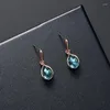 Necklace Earrings Set Fashion Droplets Jewelry For Women Imitation Blue Fire Opal Pendant Wedding Band