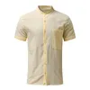 Camicie casual da uomo 2023 Camicetta da uomo Camicia di lino in cotone Leggera Maglietta ampia T-shirt a maniche corte Summer Handsome