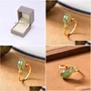 Klusterringar sterling sier inlagd naturlig hetisk jade retro etnisk stil avancerad öppning justerbar kvinnor ring fin smycken droppe d dhjaf