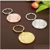 Party Favor Coin KeyChain Gold Plate Token Key Chain Novely Metal Keyring Commemorative Souvenir Gift Drop Delivery Home Garden FES DHIZ1