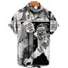 Camisas casuais masculinas 2023 Personalidade no estilo de verão Padrão de terror de impressão 3D Designer de moda havaiana Men's Beautiful Shirt