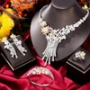 Halskette Ohrringe Set Siscathy Luxus Zirkon Blume Wunderschöne Hochzeit Schmuck Für Frauen Weibliche Party Kleid Zubehör