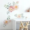 Wall Stickers Hand Paint Watercolor Flowers Peony Rose Green Leaves Decals For Living Room Children Bedroom Christmas Decor