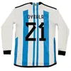 ロングスリーブ3星世界アルゼンチンサッカージャージーカッププレーヤーバージョン2022 2023ディマリアディバラサッカーシャツアグエロマラドーナモンティエル
