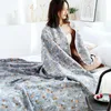 بطانيات أريكة قطنية نقية تغطية بطانية طوال الموسم رمي الأزياء زهور المناشف غبار لمكتب سيارة سرير
