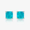 Boucles d'oreilles Megin 925 argent Sterling Ins carré pierre bleue Tourmaline Piercing pour femmes mariage Couple amis cadeau bijoux