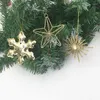 Christmas Decorations Tree Topper Iron Snowflake Five-Pointed Star Stocking Pendant Metal Hanging Ornaments F