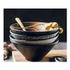 Tigelas tigela japonesa tigela de cer￢mica casa grande ramen sopa de sopa criativa conjunto de tableware de tabela hat grow grow home jardim kitc dhg4k