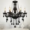 Pendant Lamps Showcase Hallway Black Chandelier Led Chrome Candle Lighting El Fixtures Lampe Bedroom Dining Room Modern Glass Chandeliers