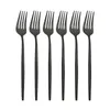 Dijksets Sets Zwart 6pcs/Set bestek Set Dessert Forks Roestvrij stalen cake -vork Salade servies Keuken Flatware Zilverwerk