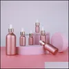 Garrafas de embalagem 30 ml de vidro dourado rosa fosco com gotas de pipeta de reagente l￭quido para ￳leo essencial de aromaterapia por tintura gota del otnit