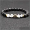 Charm Armband Lava Armband Micro Zircon Turquoise Stone Bead Yoga Mens Chakra Drop Leverans smycken DHQI9