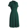 Party Dresses XL 2023 Women Casual Dress Retro Vintage Solid Sundress 50s 60s Red Green Black Blue A Line Swing Tunic Midi