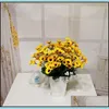 装飾的な花の花輪偽の花トランペット太陽Sevenフォークイエローカラーファッション人工bwedding装飾2 3yre1ドロップDe otflt